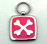 Large Pink Cross Bones Pet Tag